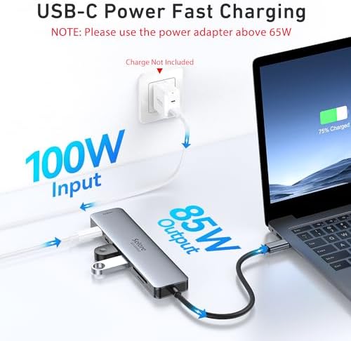 Ultimate 7-in-1 USB C Hub HDMI Adapter for Mac Book Pro & Air – High-Speed 4 K HDMI, Dual USB 3.0, SD/TF Card Reader, and 100 W Power Delivery – Compact and Durable Dongle for Seamless Connectivity with Dell XPS & Lenovo Think Pad