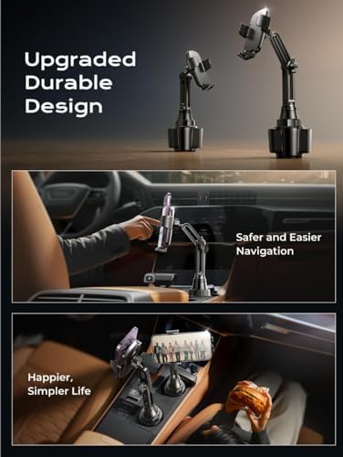 LISEN Adjustable Cup Phone Holder for Cars – 360° Long Neck Mount for Hands-Free Driving in SUVs, Trucks, and Golf Carts – Secure Fit for 4-7″ Smartphones Including i Phone, Samsung, and Google – Maximize Stability and Safety for Effortless Navigation and Communication