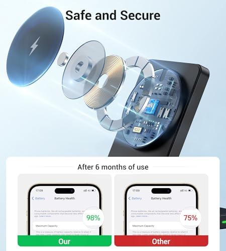 Compact Magnetic 15 W Fast Wireless Charging Stand – Ultimate Travel Charger for i Phone 16 Series and Air Pods – Lightweight, Foldable Design for On-the-Go Convenience – Enhanced Safety Features and Seamless Compatibility