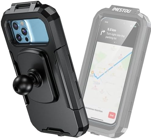 All-Weather IP66 Waterproof Bike Phone Holder – RAM B Size Compatible Cradle for 3.5″-6.1″ Smartphones, Effortless 360-Degree Viewing, Quick-Release Design for Adventurous Cyclists – Exceptional Durability and Weather Resistance