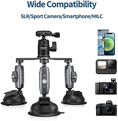 TELESIN Electric Magsafe Car Mount Vacuum Magnetic Car Phone Holder 105N 360° Reinforced Adjustable Swivel Lock, Suction Cup Phone Mount for Your Car/Gym/Mirror/iPhone & Android – Enhanced Compatibility and Speed