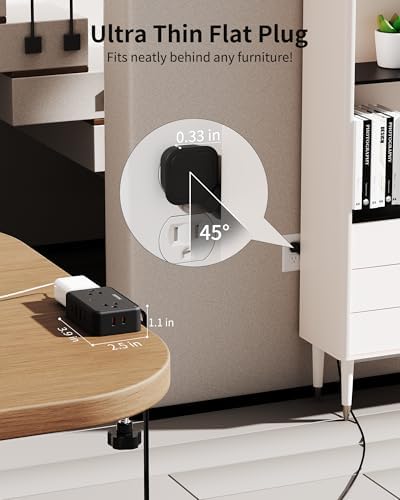 Maximize Workspace Efficiency with the 10 Ft Desk Clamp Power Strip – Versatile Desktop Charging Station Featuring 4 AC Outlets & 4 USB Ports (2 USB-C) for Rapid Device Charging, Ideal for Home Office & Gaming, Securely Fits 2.75″ Table Edges, Surge Protection for Ultimate Safety, Sleek Black Design