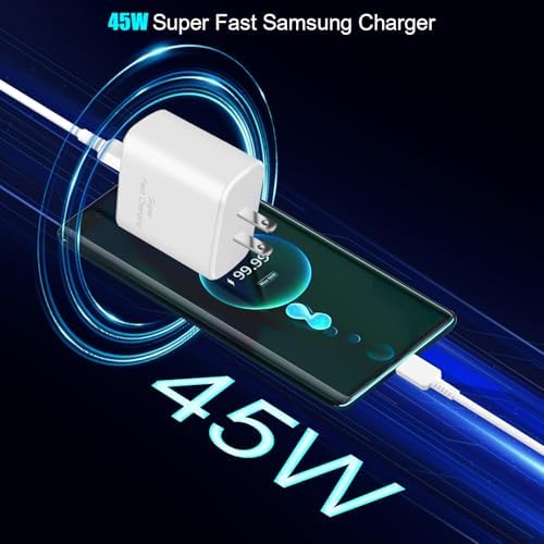 Samsung 45 W Super Fast USB-C Charger Duo with 10 FT Cable – Ultimate Power Solution for Galaxy Devices, Rapid Dual Device Charging with Enhanced Safety Features, Ideal for Home and Office Use