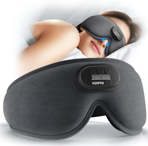 RENPHO Bluetooth Sleep Mask with HD Headphones – Luxurious 3 D Blackout Eye Mask for Side Sleepers, Ultimate Relaxation Gift for Women Seeking Comfort and Sound Serenity