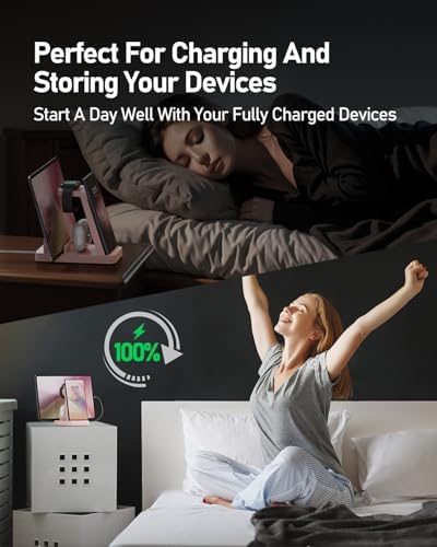 Ultimate 5-in-1 Wireless Charging Station for Samsung Devices – Fast Multi-Device Charger for Galaxy S25, S24, S23, S22, S20, Note Series, Z Fold 6, Galaxy Watch 7, 6, 5 & Buds – Sleek White Design for Home & Office with Enhanced Safety Features and Portability