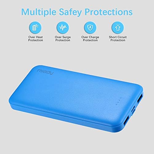 Miady 2-Pack 10000 m Ah Slim Dual USB Portable Power Bank with Type-C Fast Charging – Ultimate Backup Solution for i Phone 16/15/14/13, Galaxy S24/22, i Pad, and Android Devices (Vibrant Red & Blue) – Stay Connected Anywhere!