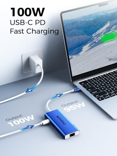 Unlock Seamless Connectivity with the QGee M 9-in-1 USB C Hub – The Ultimate Multi-Port Adapter for High-Speed Data Transfer, 4 K HDMI Output, and 100 W Power Delivery – Perfectly Compatible with Mac Book Pro, Air, i Pad, Dell, HP, Lenovo, and Chromebook – Compact, Stylish Blue Design for On-the-Go Professionals and Creatives