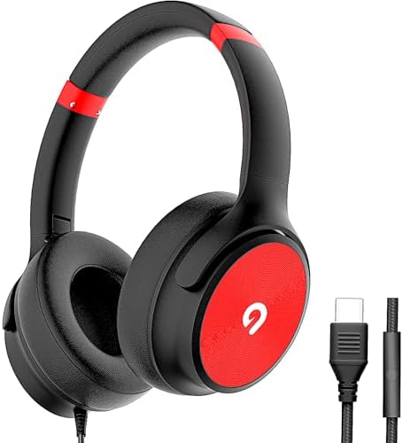 Elevate Your Audio Journey with Adoope’s USB C Over-Ear Headphones – Hi-Fi Stereo Sound & Noise Isolation for Ultimate Comfort – Compatible with i Phone 15/16, Samsung Galaxy S24/S23, and All Type-C Devices in Vibrant Purple – Experience Unmatched Sound Quality and Fashionable Design for Music Lovers