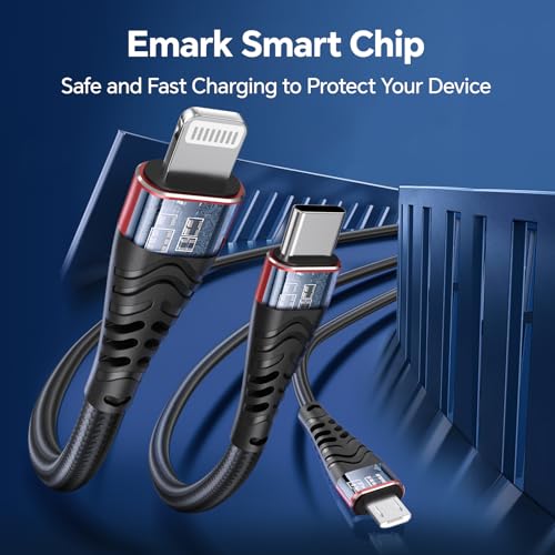 Innovative 4 FT Blue 3-in-1 USB Type C Charger Cable – High-Speed Multi-Device Charging Solution for i Phone 15, i Pads, Samsung & Android – Durable, Stylish, and Efficient Cable for Seamless Everyday Use