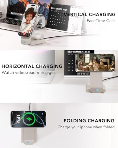 Ultimate 3-in-1 Foldable Wireless Charging Station for Apple Devices – Sleek Magnetic Dock for i Phone 16/15/14/13/12, Apple Watch Series 10/Ultra 2/Ultra/9/8/7/6/5/4/SE/SE 2, and Air Pods 4/3/Pro/2 – Fast, Portable, and Clutter-Free Charging Solution for Home or Travel