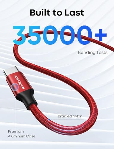 Purple 20ft USB C to USB C Cable, 60W Fast Charge, Durable Double Nylon Braided Type C to C Charger for iPhone 16/15 Series, iPad Pro, MacBook, Samsung Galaxy S24/S23 – Enhanced Compatibility and Speed