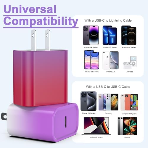 i GENJUN 4 Pack USB C Fast Charger Block – 20 W Power Delivery 3.0 Wall Adapter for i Phone 16/15/14, Galaxy & Pixel – Portable Type C Power Adapter for Air Pods Pro – Compact Travel Essential with Superior Speed and Compatibility