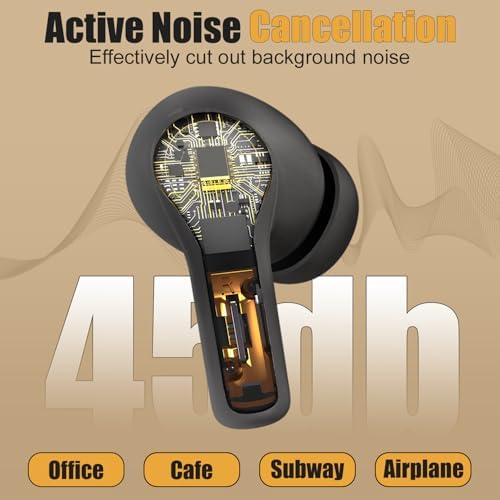 Elevate Your Audio Experience with Muse Space Bluetooth 5.4 Wireless Earbuds – Advanced Active Noise Cancelling (ANC) & Environmental Noise Cancelling (ENC) for Crystal-Clear Sound, Sweat-Proof Construction for Active Use, Integrated Microphone for Effortless Hands-Free Communication, LED Battery Indicator for Easy Monitoring – The Ultimate Companion for Fitness Enthusiasts and Frequent Travelers (White)