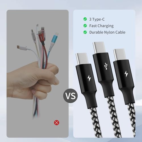 Ultra-Fast 240 W 4-in-1 USB C Charging Cable with Breathing Light Indicator – Multi-Device Compatibility for i Phone, i Pad, Samsung Galaxy, and Mac Book – 5 Ft Durable Cord in Stylish Purple for Efficient Data Sync and Enhanced Charging Performance