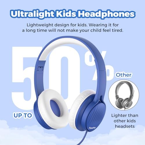 Tune Flux Safe Sound Kids Headphones – Wired Toddler Audio Gear with 85 d B Volume Limiting for Hearing Protection – Comfortable Foldable Design in Purple for School, Travel, and Tablet Use – Premium Stereo Sound for Young Listeners