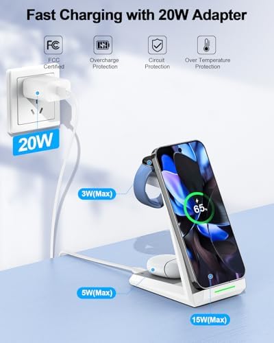 NANAMI 3-in-1 Wireless Charging Dock – Fast Charge Station for Google Pixel 9 Pro/XL/8/7/6, Buds Pro 2, and Watch 3/2 – Versatile Qi Charger with PD 3.0 Adapter for Home and Office – Safe, Ergonomic Design with Magnetic Pixel Watch Compatibility and Universal Device Support – Perfect Gift for Tech Lovers and Google Enthusiasts