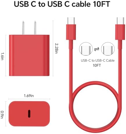 Revamp Your Charging Routine with the Vibrant 3-Pack 20 W USB-C Fast Charger Set for i Phone 16/15 – Featuring 10 FT USB-C Cable in Eye-Catching Pink, Red, and Black – Perfect Power Delivery for i Phone 15 Pro/Pro Max & i Pad Pro – Compact, Lightweight, and Stylish Charging Solution for Home and Travel Use
