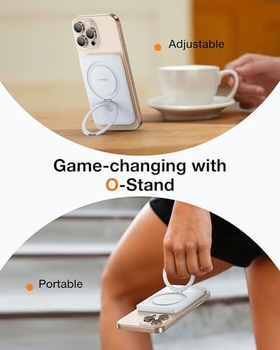 TORRAS Magnetic 10000 m Ah Portable Power Bank – Ultra-Slim Wireless Charger for i Phone with Fast Charging & Integrated O-Stand, Compatible with Mag Safe, 16 Pro Max, Pro, 15, 14, 13, 12 – Essential Travel Companion for Effortless Connectivity