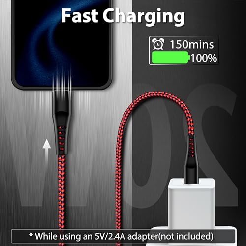 Premium 5-Pack i Phone Charger Set: MFi Certified Nylon Braided Fast Charging Cables (3 FT, 6 FT, 10 FT) for i Phone 14/13/12/11/X/Max/8/7/6/5/SE/i Pad – Unmatched Durability & Versatile Lengths for Every Lifestyle