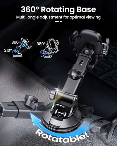 REEVAA Military-Grade Car Phone Holder – Ultra-Stable, Versatile Dashboard & Windshield Mount for i Phone 16, 15, 14 Pro Max, Samsung Galaxy S24, S25 – Secure, Easy Installation & Enhanced Compatibility for Safe Driving