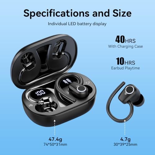 PWTEK Sport-Ready Wireless Earbuds: Ultimate Bluetooth Headphones with 50-Hour Playtime, IPX7 Waterproof Protection, Deep Bass Audio, and ENC Noise-Canceling Mic for Superior Call Clarity – Perfect for Active Lifestyles and Unmatched Connectivity