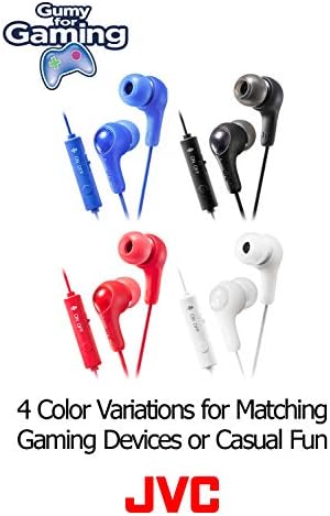JVC Gumy Gamer Earbud Headphones – In-Ear Gaming Earbuds with Remote Mic, Mute Switch & Comfort-Fit Silicone Tips (S/M/L) for Immersive Sound & Extended Play – Enhanced Compatibility for All Devices – Ideal for Gaming & Chatting