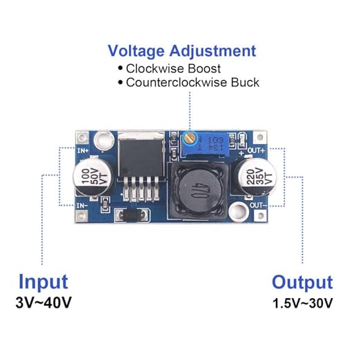 30-Pack LM2596 Adjustable Buck Converter Modules – High-Efficiency DC-DC Step Down Voltage Regulator for Customizable Power Supply Solutions, Input 3.2 V-40 V & Output 1.25 V-35 V – Ideal for Electronics Projects and Professional Applications