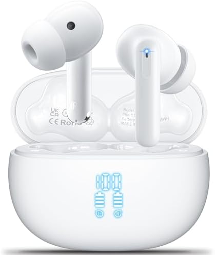 Aoslen Bluetooth 5.3 Wireless Earbuds – Ultimate Hi-Fi Stereo Experience with 42-Hour Playtime, IPX7 Waterproof Rating for Active Lifestyles, Enhanced Call Clarity via 4 ENC Microphones, LED Battery Display for Seamless Compatibility with i OS and Android Devices