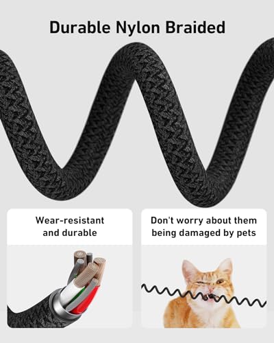 USB C Cable Coiled 6FT 2Pack, Braided USB A to Type C Charger Cable for Car 66W Fast Charging Cord Compatible with iPhone 16 15, iPad, Samsung Galaxy, Google Pixel, Moto, TCL, LG Phones – Enhanced Compatibility and Speed