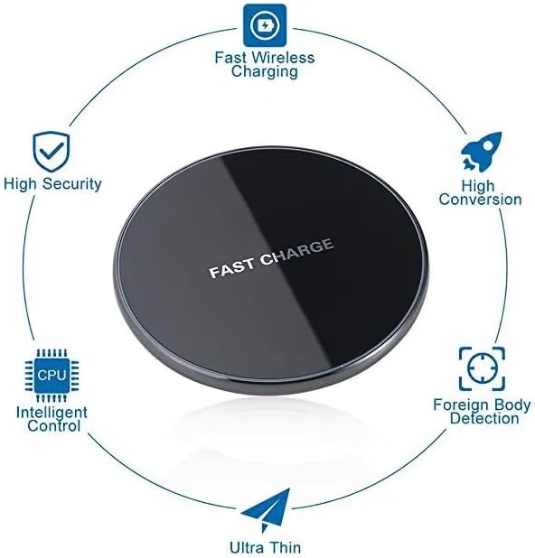 Ultra-Fast 10 W Wireless Charger Pad for i Phone & Galaxy – Universal Qi-Compatible Charging Station with Enhanced Safety Features, Slim Design & LED Indicator – Perfect for Home, Office & Travel (Black)