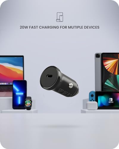Rapid Charge JOURNEY 20 W USB-C Car Charger – PD 3.0 Technology for Swift Power Delivery, Sleek Compact Design for Seamless Integration in Vehicles, Universal Compatibility for All Smartphones & Tablets, Essential Automotive Accessory for On-the-Go Charging