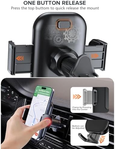 Upgraded Car Phone Holder, Metal Hook Clip Car Vent Phone Mount, Hands-Free Vent Phone Holders for your car, Compatible with iPhone series, Android and all smartphones, Equipped with cable manager – Enhanced Compatibility and Speed