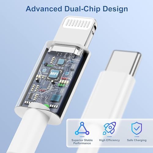 Lightning-Fast 20 W Apple Charger with MFi Certification – 6 ft USB-C to Lightning Cable Included for i Phone 14 Pro Max/14/13 Pro/12 Mini/12/11 & i Pad Air – Compact Power Block for Ultimate Portability and Rapid Charging Efficiency