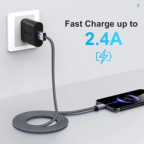 Meokse 50 FT Micro USB Charging Cable – Extra-Long Nylon Braided Fast Charger for Android Devices, Ideal for Samsung Galaxy S7/S6 Edge/S5, LG G4, HTC, PS4, Cameras, and MP3 Players – Unmatched Durability and Convenience for All Your Charging Needs
