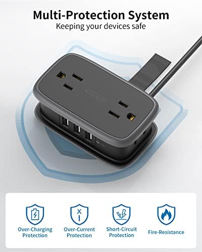 NTONPOWER GAN Ultra 65 W USB Charging Station – 7-in-1 Travel Power Strip with 3 AC Outlets & 4 USB Ports (2 USB-C) – Fast Charging Desktop Solution with 4 ft Extension Cord – Ideal for Mac Book, i Phone, and More – Compact, Durable & Versatile Power Hub for Home & On-the-Go Charging