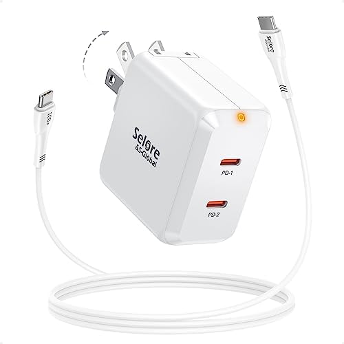 SELORE 67 W Ga N Dual-Port USB C Charger with 100 W Cable – Compact Foldable Fast Charging Block for Mac Book Pro/Air, i Phone 15/14, Apple Watch, i Pad Pro, Galaxy S23, Pixel – Ultimate Compatibility and Speed for On-the-Go Users