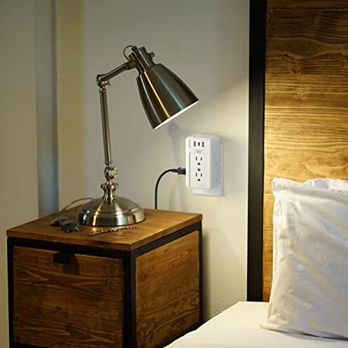 Elevate Your Charging Game with the Clear Power 2-Outlet Power Strip – 6 ft Flat Plug Power Station Featuring 3 USB Ports (1 USB-C) for Rapid Device Charging, Ideal for Home, Office & Travel, Durable & Compact Design, White, Model DC3 S-1102-DC