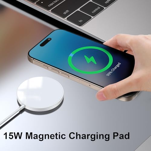 Enhance Your Charging Experience with the Premium 15 W Mag Safe Wireless Charger – LCD Display, Magnetic Fast Charging Pad for i Phone 12-16 Series, Sleek Glass Design, USB-C Port, Perfect for On-the-Go Power Solutions