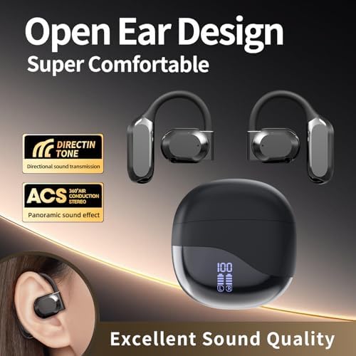 Revolutionize Your Workout with Wireless Open Ear Headphones – Cutting-Edge Bluetooth 5.4, Superior Hi-Fi Audio, Perfect for Running and Sports, Extended Battery Life, Comfortable Ergonomic Design in Chic Beige – Stay Engaged with Your Surroundings While Enjoying Premium Sound!