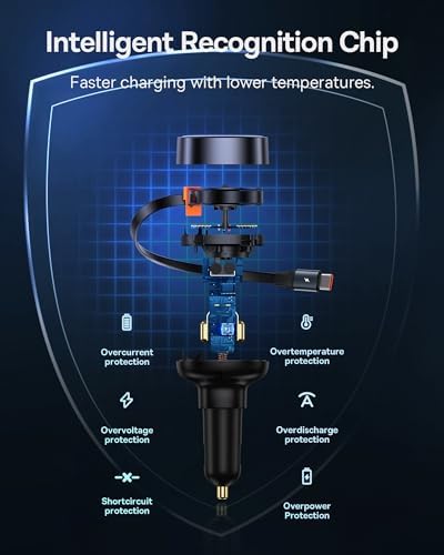 Baseus 33 W Retractable Dual USB-C Car Charger – Fast Charge Your Samsung Galaxy & Tablets on the Go, Sleek Black Design, Compact & Portable, Enhanced Safety Features for Effortless Travel Power Solutions