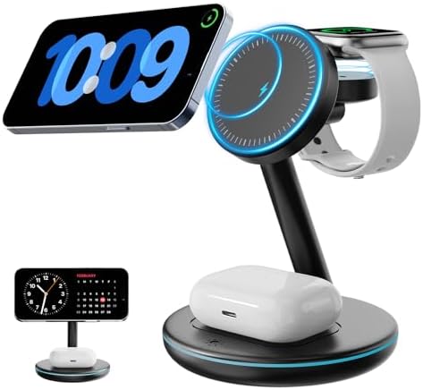 2025 Advanced 3-in-1 Magnetic Wireless Charging Station for Apple Devices – Fast Charging Stand for i Phone 16/15/14/13/12, Apple Watch Series & Air Pods – Enhanced Stability, Efficient Magnetism & Intelligent Safety Features – Perfect Gift for Tech-Savvy Couples