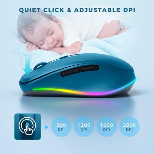 PEIOUS Rechargeable Wireless Mouse with LED – Innovative Jiggler Technology to Keep Your Computer Awake – Sleek Black Design for Optimal Comfort and Productivity