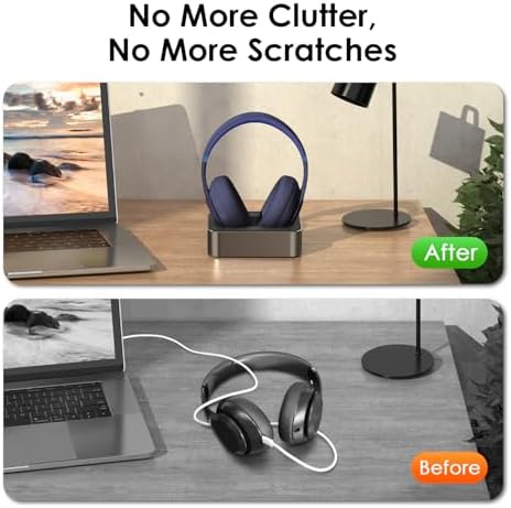 Magnetic Headphone Charging Dock for Beats Studio Pro & Studio 3 – Fast Dual USB-C & Micro-USB Charger Stand in Space Gray – Ultimate Compatibility & Sleek Design for Organized Spaces