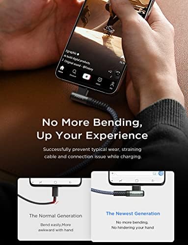 Revolutionize Your Charging with AINOPE 60 W USB C Cable 2-Pack – 10 ft Durable Nylon Braided Right Angle Type C Charger for i Phone 16 Pro Max, Samsung S24, and i Pad Pro – Fast Charging, Enhanced Compatibility, and Long-Lasting Performance