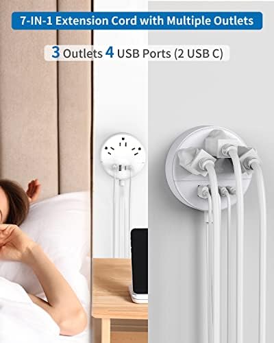 NTONPOWER 10 FT 2 Prong to 3 Prong Power Strip with 4 USB Ports – Wall-Mountable Non-Grounded Outlet Adapter for Enhanced Device Charging and Flexible Placement in Older Homes – 180° Non-Polarized Design for Maximum Convenience and Safety