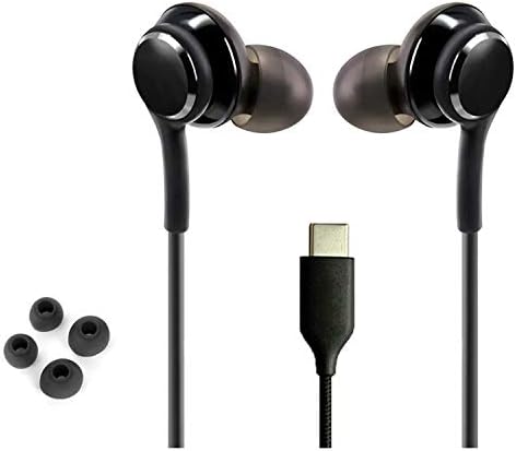 Premium DJ Tuned Earbuds for Samsung Galaxy Devices – Type-C Stereo Headphones with Braided Cable, Microphone & Volume Control – Sleek Black Design for Enhanced Audio Clarity and Durability