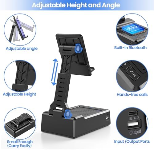 Gifts for Mom Women Men Dad, Foldable Adjustable Cell Phone Stand with Wireless Bluetooth Speaker and Portable Charger, Cellphone Holder Unique Birthday Gifts Cool Gadget for Her Husband Him Boyfriend – Enhanced Compatibility and Speed