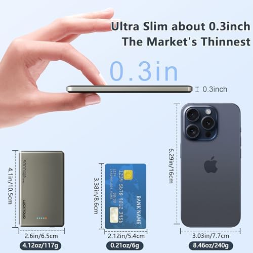 LUCKYDUO Ultra Slim Magnetic Power Bank – 5,000 m Ah Wireless Charger with 20 W Fast Charging for i Phone 16/15/14/13 Series – Compact & Portable Battery Pack for On-the-Go Convenience – USB-C Compatible, Effortless Charging Solution