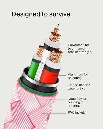 Belkin Boost Charge Braided USB-C to USB-C Cable – 1 m (3.3 ft) Durable Fast Charging Cable for i Phone, Galaxy, Nintendo Switch 2, i Pad Pro, and Pixel – Tangle-Free Design with 480 Mbps Data Transfer – Ultimate Universal Compatibility for All Your Devices