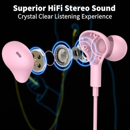 Magnetic USB C Earbuds for Samsung Galaxy S24 Ultra, S23 FE, S22, S21, A54, A53 & i Phone 16, 15 Pro Max – Noise Isolating Wired Headphones with Microphone and Volume Control for Enhanced Audio Experience – Perfect for Music Lovers and Professionals